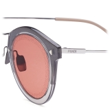 Fendi - FF - Occhiali da Sole Rotondi - Grigio Scuro Rutenio - Occhiali da Sole - Fendi Eyewear