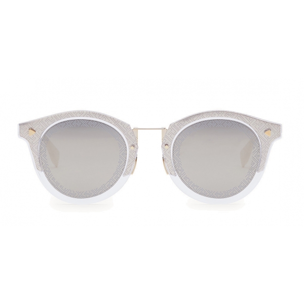 Fendi - FF - Occhiali da Sole Rotondi - Trasparente Oro - Occhiali da Sole - Fendi Eyewear