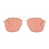 Fendi - Eyeline - Rectangular Sunglasses - Gold - Sunglasses - Fendi Eyewear