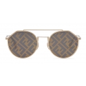 Fendi - Eyeline - Occhiali da Sole Rotondi - Oro - Occhiali da Sole - Fendi Eyewear