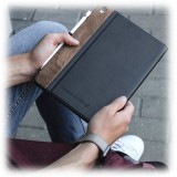 Woodcessories - Copertina Rigida in Noce e Pelle - iPad Mini 5 - Custodia Flip - Eco Flip Pelle e Legno