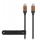 Woodcessories - Noce / Nero - Cavo USB C in Legno 1,2 m - Eco Cable - Cavo Lighting USB Apple in Legno
