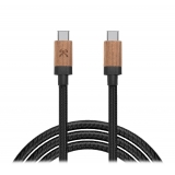 Woodcessories - Walnut / Black - Wooden USB C Cable 1.2 m - Eco Cable - Wooden Apple USB Lighting Cable