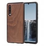 Woodcessories - Eco Bumper - Walnut Cover - Black - Huawei P30 - Wooden Cover - Eco Case - Bumper Collection