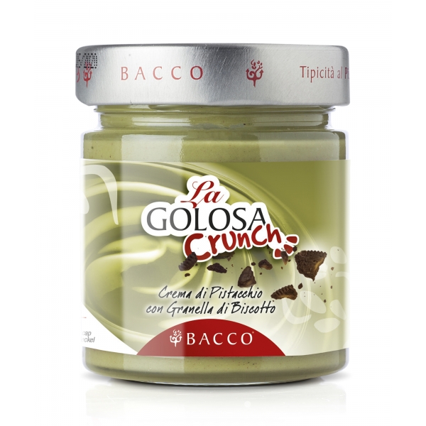 Bacco - Tipicità al Pistacchio - La Golosa Crunch - Crema al Pistacchio Verde di Bronte - Creme Spalmabili Artigianali - 200 g