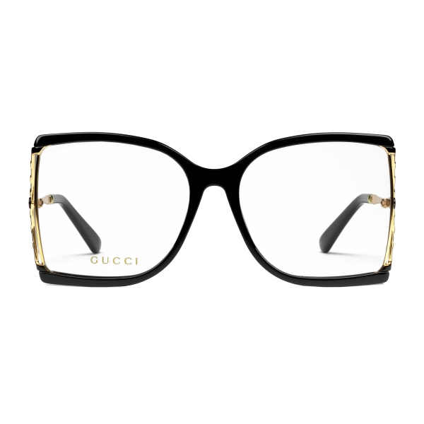 Gucci Square Frame Acetate And Metal Sunglasses Black Gold Gucci Eyewear Avvenice