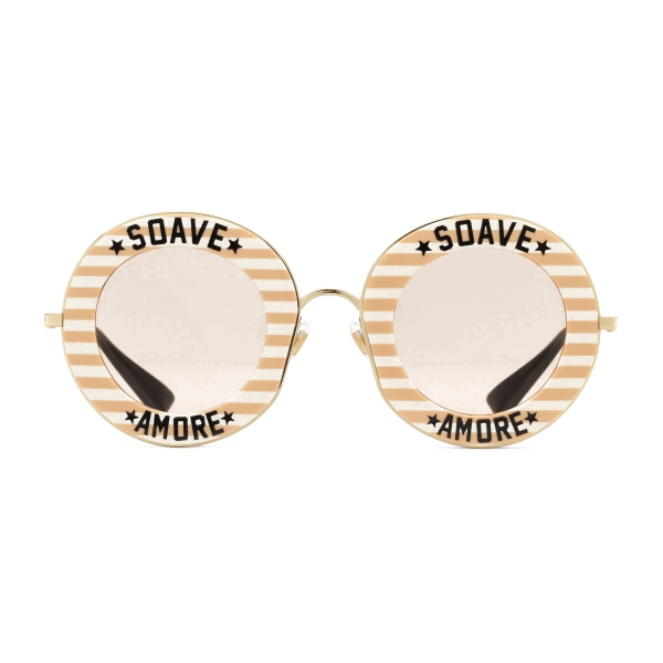 Gucci - Round Frame Acetate Sunglasses - Beige White - Gucci Eyewear