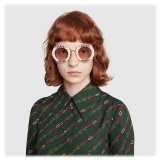 Gucci - Occhiali da Sole Rotondi in Acetato - Beige Bianco - Gucci Eyewear