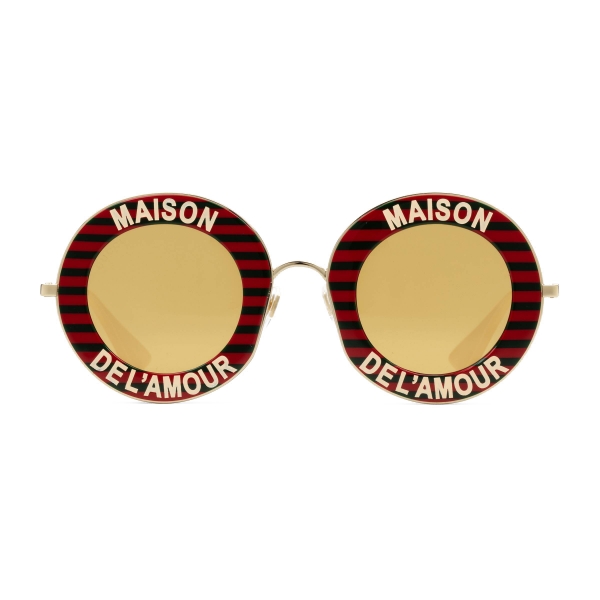 Gucci - Round Frame Acetate Sunglasses - Red Black - Gucci Eyewear