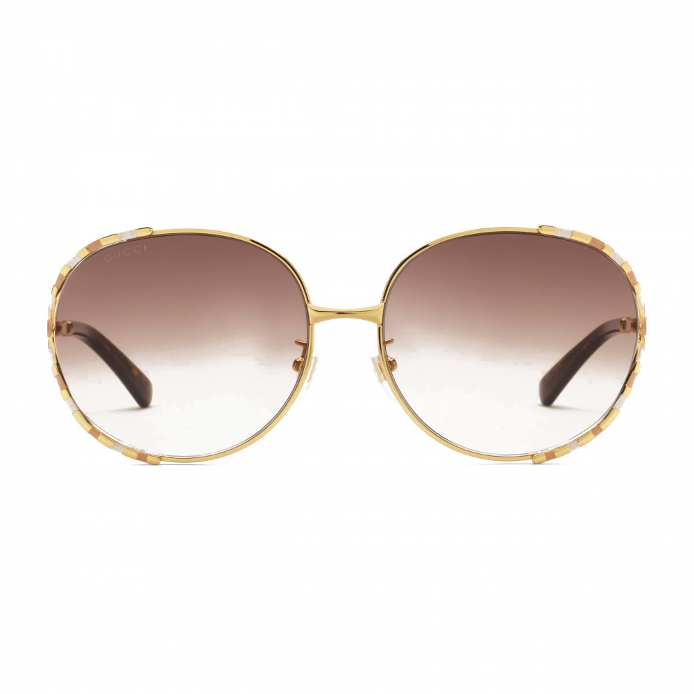 Gucci - Round Metal Sunglasses - Gold Beige Ivory - Gucci Eyewear