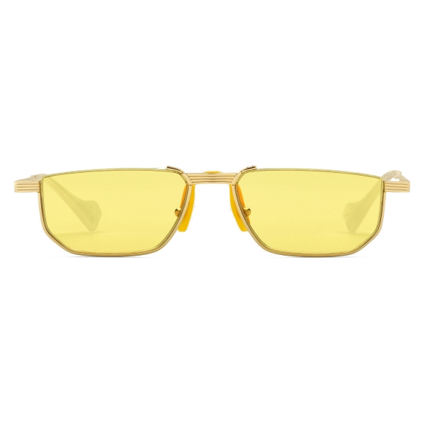 Gucci - Metal Rectangular Sunglasses - Gold Yellow - Gucci Eyewear