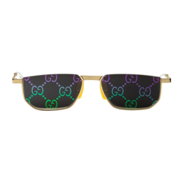 Gucci - Occhiali da Sole Rettangolari in Metallo - Oro GG - Gucci Eyewear