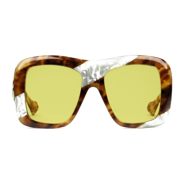 gucci brown square oversized sunglasses