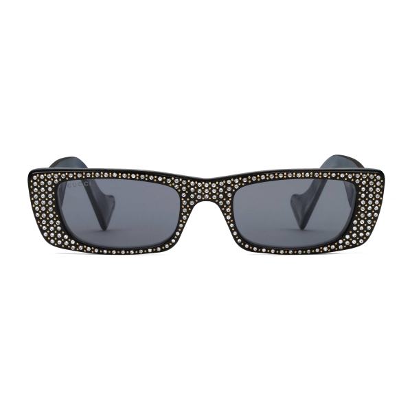 Gucci - Rectangular Sunglasses with Crystals - Black - Gucci Eyewear - Avvenice