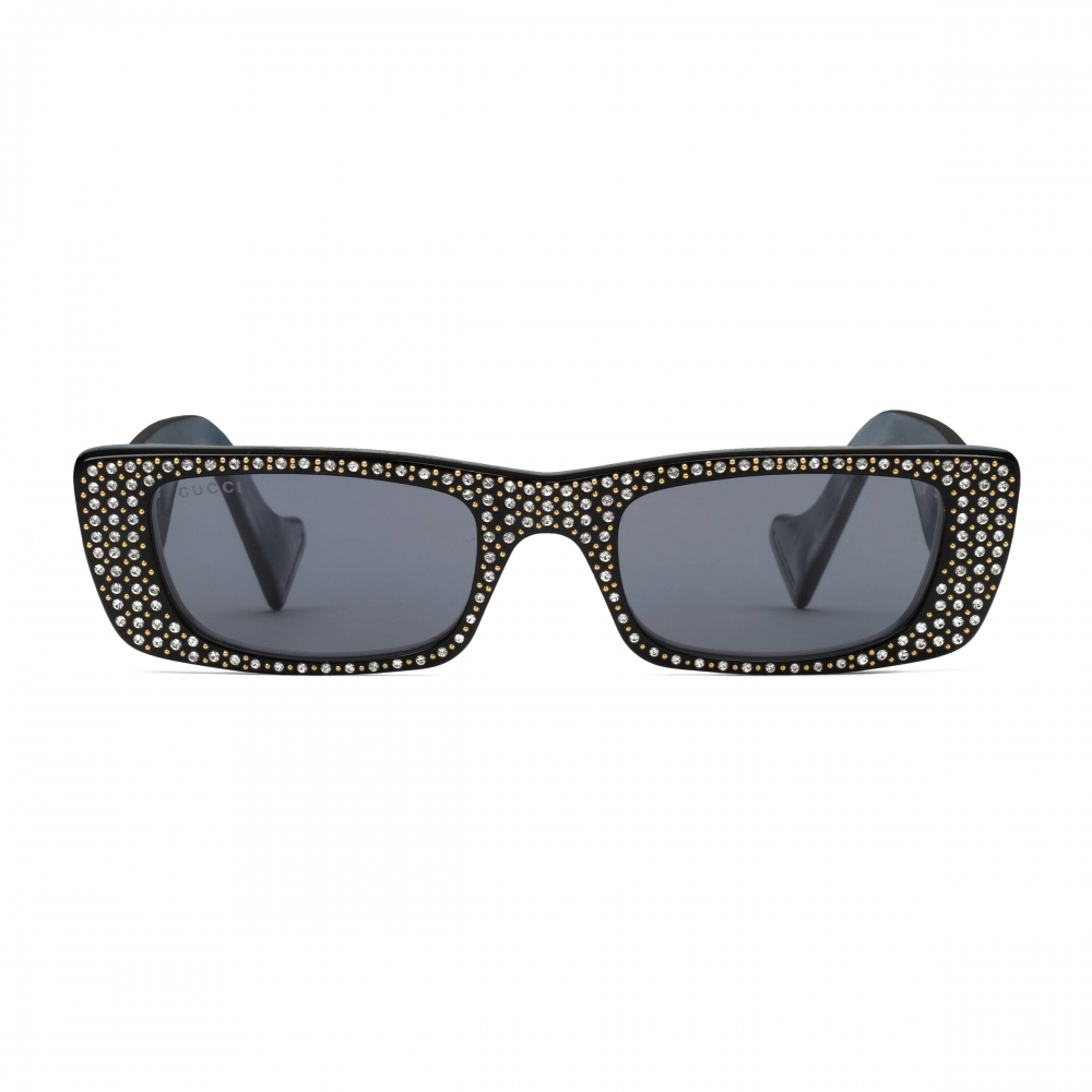 Gucci - Rectangular Sunglasses with Crystals - Black - Gucci Eyewear ...