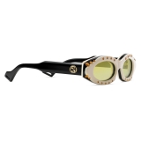 Gucci - Occhiali da Sole Ovali con Cristalli Swarovski - Nero - Gucci Eyewear