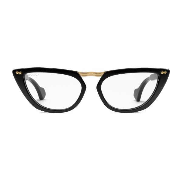Gucci - Cat Eye Acetate Sunglasses with Metal Bridge - Black  - Gucci Eyewear