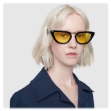Gucci - Cat Eye Acetate Sunglasses with Metal Bridge - Black Yellow  - Gucci Eyewear