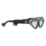 Gucci - Occhiali da Sole Ovali con Cristalli Swarovski - Azzurro e Nero - Gucci Eyewear