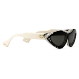 Gucci - Oval Sunglasses with Swarovski Crystals - White Black - Gucci Eyewear
