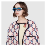 Gucci - Occhiali da Sole Ovali con Cristalli Swarovski - Azzurro e Nero - Gucci Eyewear
