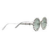 Gucci - Oval Sunglasses with Swarovski Crystals - Silver - Gucci Eyewear