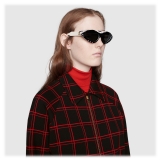 Gucci - Occhiali da Sole Ovali con Cristalli Swarovski - Bianco Nero - Gucci Eyewear