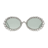 Gucci - Oval Sunglasses with Swarovski Crystals - Silver - Gucci Eyewear
