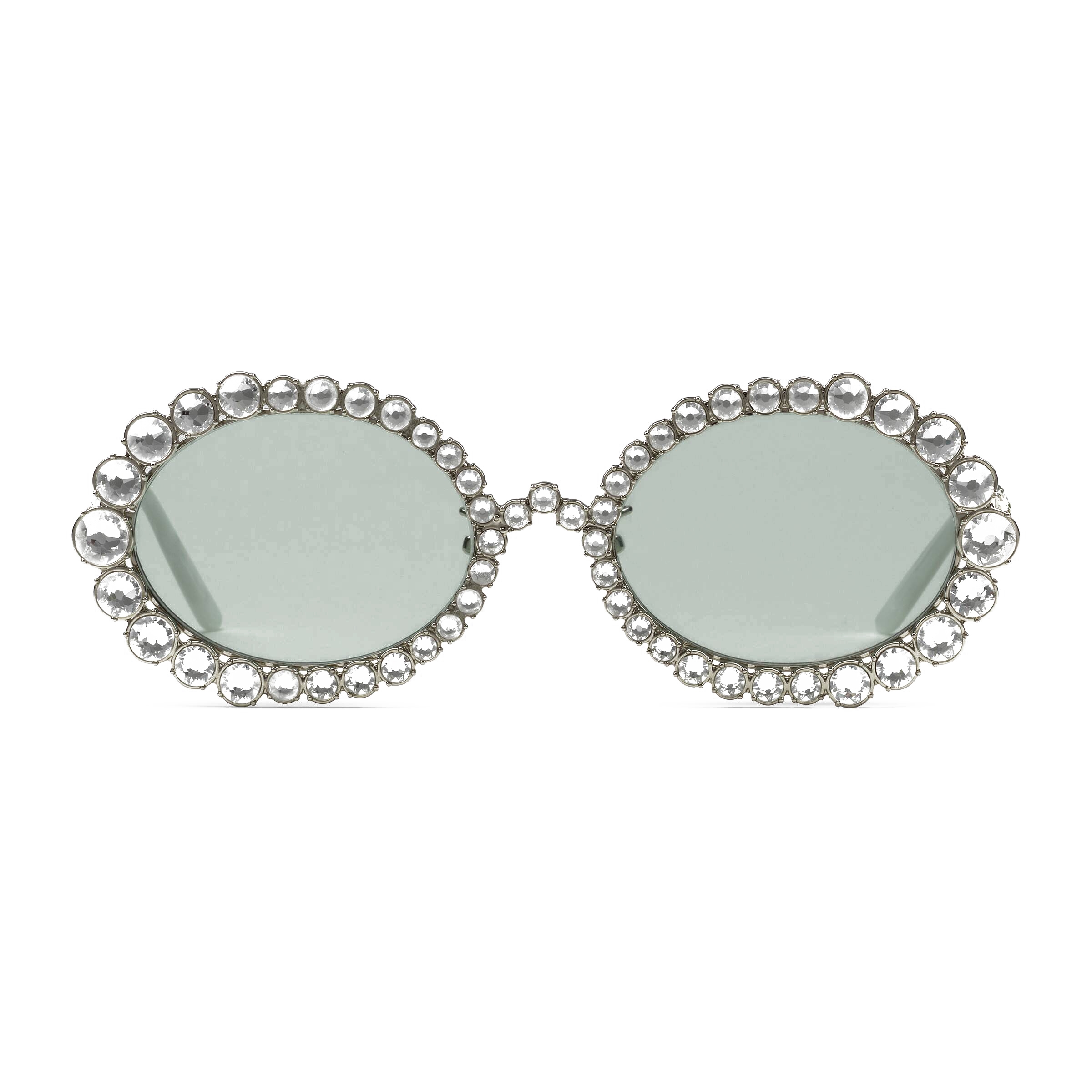pion Vliegveld Razernij Gucci - Oval Sunglasses with Swarovski Crystals - Silver - Gucci Eyewear -  Avvenice