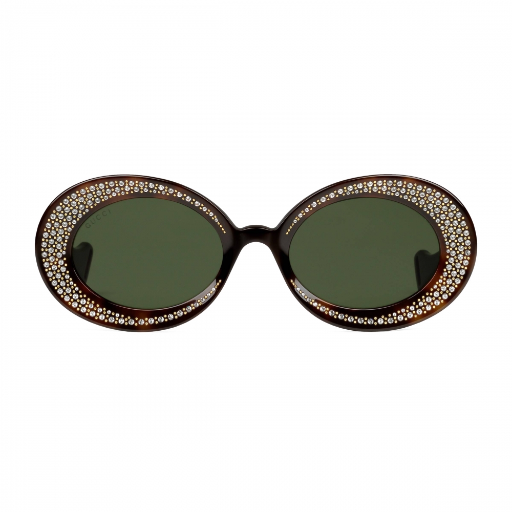 Paard De neiging hebben Archaïsch Gucci - Oval Sunglasses with Swarovski Crystals - Tortoiseshell - Gucci  Eyewear - Avvenice