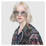 Gucci - Occhiali da Sole Ovali con Cristalli Swarovski - Argento - Gucci Eyewear