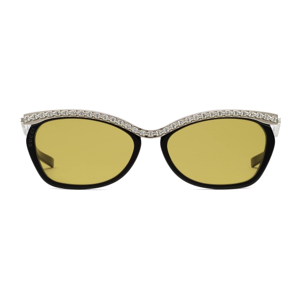 Gucci - Rectangular Sunglasses with Swarovski Crystals - Black - Gucci Eyewear