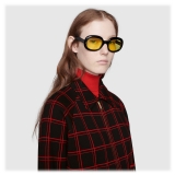 Gucci - Occhiali da Sole Ovali in Acetato - Nero Giallo - Gucci Eyewear