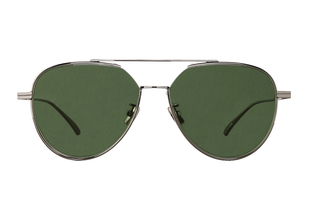 Bottega Veneta - Metal Aviator Sunglasses - Ruthenium Green