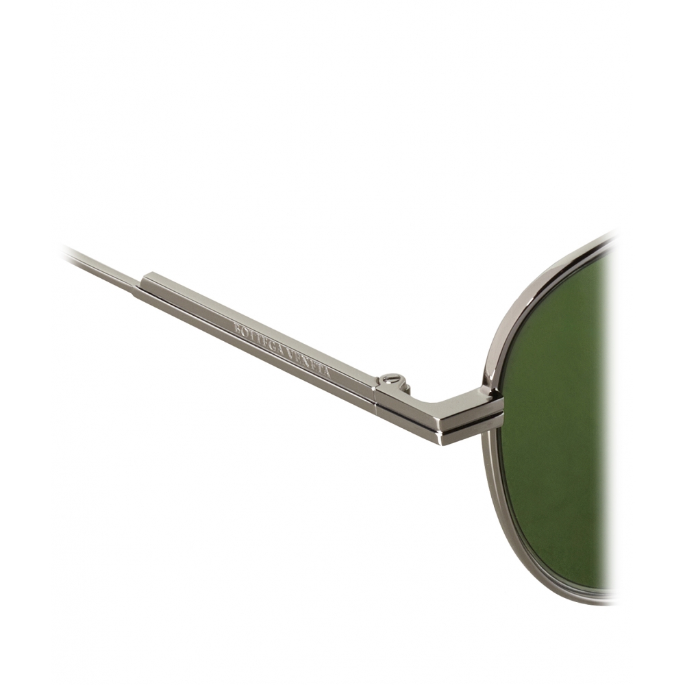 Bottega Veneta - Metal Aviator Sunglasses - Ruthenium Green