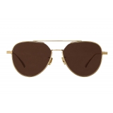 Bottega Veneta - Occhiali da Sole Aviator in Metallo - Oro Marrone - Occhiali da Sole - Bottega Veneta Eyewear