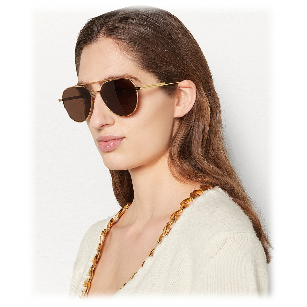 Bottega Veneta - Occhiali da Sole Aviator in Metallo - Oro Marrone -  Occhiali da Sole - Bottega Veneta Eyewear - Avvenice