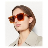 Bottega Veneta - Acetate Square Oversize Sunglasses - Orange - Sunglasses - Bottega Veneta Eyewear