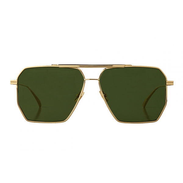Bottega Veneta® Classic Aviator Sunglasses in Green / Green. Shop online  now.