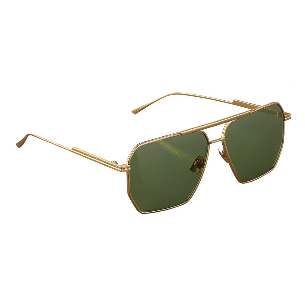 Bottega Veneta - Metal Aviator Sunglasses - Gold Green - Sunglasses ...