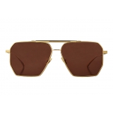 Bottega Veneta - Metal Aviator Sunglasses - Gold Light Brown - Sunglasses - Bottega Veneta Eyewear