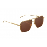 Bottega Veneta - Occhiali da Sole Aviator in Metallo - Oro Marrone Chiaro - Occhiali da Sole - Bottega Veneta Eyewear