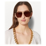Bottega Veneta - Metal Aviator Sunglasses - Gold Light Brown - Sunglasses - Bottega Veneta Eyewear