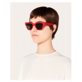 Valentino - Square Frame Acetate Sunglasses - Stud - Red - Valentino Eyewear