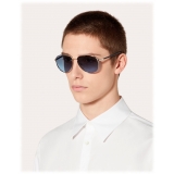 Valentino - Occhiale da Sole Pilot in Metallo - Blu - Valentino Eyewear