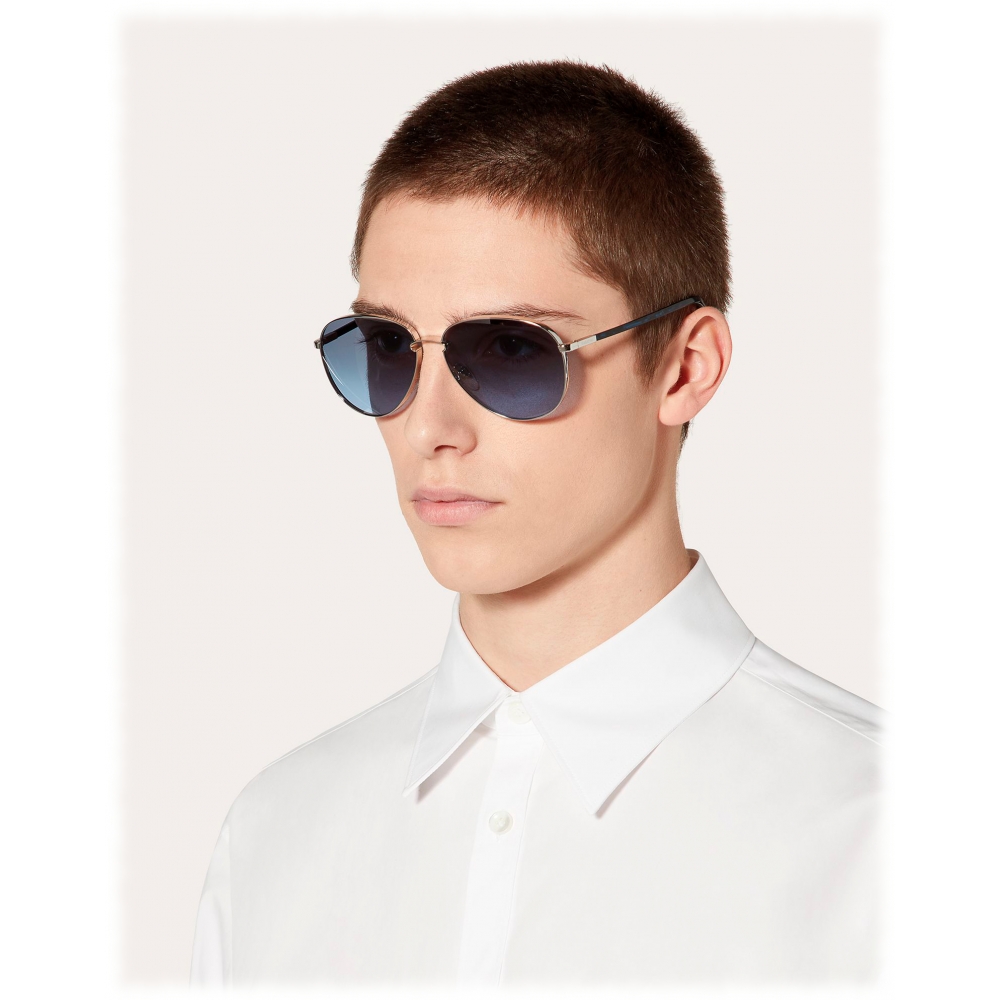 Valentino - Aviator Metal Sunglasses - Blue - Valentino Eyewear - Avvenice