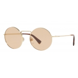 Valentino - Occhiale da Sole Tondo in Metallo - Oro - Valentino Eyewear