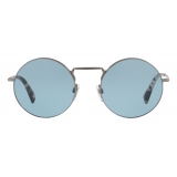Valentino - Occhiale da Sole Tondo in Metallo - Blu - Valentino Eyewear