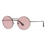 Valentino - Round Frame Metal Sunglasses - Lead - Valentino Eyewear