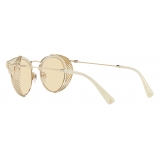 Valentino - Half-Rim Round Metal and Acetate Sunglasses with Mirrored Lens - Gold - Valentino Eyewear